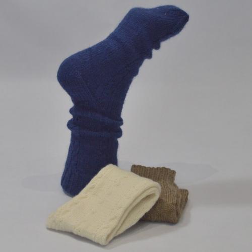 Cable Panel Ankle Length Wool Socks
