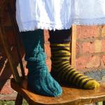 Calf Length Two Colour Stripe Wool Socks